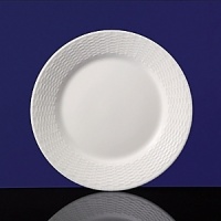 This eclectic service with its beautifully-detailed basket-style relief is an everyday white china for those who appreciate the unique. Bone china.
