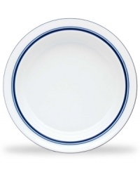 Named for a trendy Copenhagen neighborhood but designed with timeless style, the Christianshavn Blue rim soup bowl features a double band of navy in pristine white porcelain. From Dansk. Named for a trendy Copenhagen neighborhood but designed with timeless style, the Christianshavn Blue rim soup bowl features a double band of navy in pristine white porcelain. From Dansk.