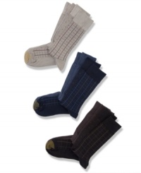 Great comfort 4 pack dress socks by Gold Toe. Contains 4 pairs in plaid, solid, dotted, and ribbed. Great comfort 4 pack dress socks by Gold Toe. Contains 4 pairs in plaid, solid, dotted, and ribbed.