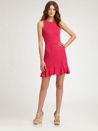 From its mixed stitches to its soft cotton fabrication, this sleeveless sweater dress is a must-have this season.Round necklineSleevelessRuffle hemButton closure at keyhole backFully linedAbout 18 from natural waistCottonHand washImported Model shown is 5'10 (177cm) wearing US size Small. From its mixed stitches to its soft cotton fabrication, this sleeveless sweater dress is a must-have this season.Round necklineSleevelessRuffle hemButton closure at keyhole backFully linedAbout 18 from natural waistCottonHand washImported Model shown is 5'10 (177cm) wearing US size Small.