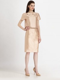 This silky, impeccably tailored style features a chic pencil silhouette accented by a wide grosgrain waistband.Grosgrain waistbandFront and back dartsAbout 27 longConcealed side zipSilk lining50% silk/50% cottonDry cleanMade in ItalyModel shown is 5'9 (175cm) wearing US size X-Small. This silky, impeccably tailored style features a chic pencil silhouette accented by a wide grosgrain waistband.Grosgrain waistbandFront and back dartsAbout 27 longConcealed side zipSilk lining50% silk/50% cottonDry cleanMade in ItalyModel shown is 5'9 (175cm) wearing US size X-Small.