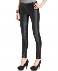 Faux leather at the front and a luxe knit at the back means a fabulous-fitting legging from TWO by Vince Camuto. Faux leather at the front and a luxe knit at the back means a fabulous-fitting legging from TWO by Vince Camuto.