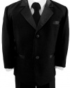 Boys Usher with Tie Tuxedo Suit Tux Set Black From Baby to Teen