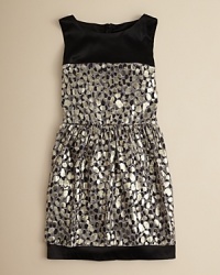 Metallic jacquard dots lend dressed-up playfulness to an Aqua girls' party dress. Metallic jacquard dots lend dressed-up playfulness to an Aqua girls' party dress.