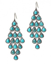 Lucky Brand Turquoise & Silver Earrings Bohemian Blue Tribal Chandelier French Hook Style Lucky Brand Turquoise & Silver Earrings Bohemian Blue Tribal Chandelier French Hook Style