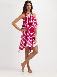 A romantic design with a relaxed fit providing the perfect silhouette for a swim coverup. Halter strap ties at neckRuffle topHigh-low hemSilkDry cleanImported A romantic design with a relaxed fit providing the perfect silhouette for a swim coverup. Halter strap ties at neckRuffle topHigh-low hemSilkDry cleanImported