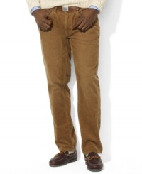 An essential corduroy pant is constructed with a traditional five-pocket jean silhouette for a classic look. An essential corduroy pant is constructed with a traditional five-pocket jean silhouette for a classic look.