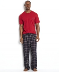 Get set to lounge in style with this shirt and pajama pants combo from Nautica. Get set to lounge in style with this shirt and pajama pants combo from Nautica.