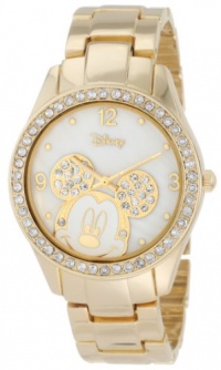 Disney Women's MK2127 Mickey Mouse Rhinestone Accent Gold-Tone Bracelet Watch