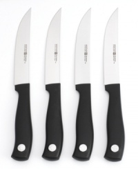 The meat-eater's must-have. Wusthof Silverpoint steak knives are crafted to deliver superb sharpness with blades stamped from a high-carbon, stain-resistant alloy, then laser-tested to exacting standards. Lifetime warranty. The meat-eater's must-have. Wusthof Silverpoint steak knives are crafted to deliver superb sharpness with blades stamped from a high-carbon, stain-resistant alloy, then laser-tested to exacting standards. Lifetime warranty.