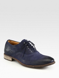 Derby style lace-up, crafted in burnished navy leather, lends the look and feel of a well-worn favorite.Leather upperLeather liningPadded insoleLeather soleMade in Italy Derby style lace-up, crafted in burnished navy leather, lends the look and feel of a well-worn favorite.Leather upperLeather liningPadded insoleLeather soleMade in Italy