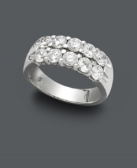 The perfect pairing for your special day. Complement your engagement ring with this stunning, two row wedding band. Crafted from 14k white gold, ring shines with the addition of IGI Certified, round-cut diamonds (1-1/2 ct. t.w.). The perfect pairing for your special day. Complement your engagement ring with this stunning, two row wedding band. Crafted from 14k white gold, ring shines with the addition of IGI Certified, round-cut diamonds (1-1/2 ct. t.w.).