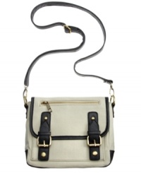 Perfect for an afternoon about town or an evening out in your 'hood, this canvas crossbody from American Rag is the ultimate accessory. Plenty of interior pockets provide room for wallet, phone, keys and makeup bag.