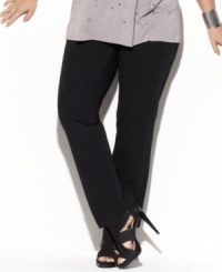 Snag a chic and comfortable look with INC's plus size straight leg pants, featuring pull-on styling. Snag a chic and comfortable look with INC's plus size straight leg pants, featuring pull-on styling.