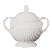 Edme sugar bowl by Wedgwood. Wedgwood marks the 100th anniversary of its classic Edme collection with a refreshing update of its timeless pattern. A new antique white glaze enhances the elegant colannade embossment and laurel motif accent pieces. Sophisticated shapes and generously sized pieces make this pattern ideal for today's lifestyle. Edme sugar bowl by Wedgwood. Wedgwood marks the 100th anniversary of its classic Edme collection with a refreshing update of its timeless pattern. A new antique white glaze enhances the elegant colannade embossment and laurel motif accent pieces. Sophisticated shapes and generously sized pieces make this pattern ideal for today's lifestyle.