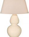 Robert Abbey 1756X Double Gourd - Table Lamp, Antique Silver Finish with Bone Glass with Pearl Dupioni Fabric Shade