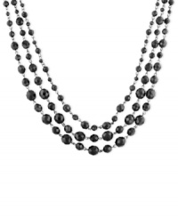 Multiple rows of alluring jet crystals create this lovely necklace from 2028. Crafted in hematite-tone mixed metal. Approximate length: 16 inches + 3-inch extender. Multiple rows of alluring jet crystals create this lovely necklace from 2028. Crafted in hematite-tone mixed metal. Approximate length: 16 inches + 3-inch extender.