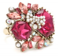 Betsey Johnson Iconic Fabulous Fuchsia Crystal Gem Cluster Stretch Ring, Size 7.5 Betsey Johnson Iconic Fabulous Fuchsia Crystal Gem Cluster Stretch Ring, Size 7.5