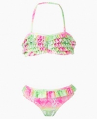 She'll love slithering her way through the sand and sun in this adorable bikini from Guess.
