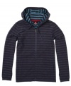 This striped hoodie by Quicksilver is totally in-line with your killer street style.