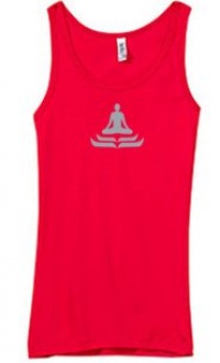LOTUS POSE Yoga Women's Rachel Sheer Rib Longer Length Tank Top - Red LOTUS POSE Yoga Women's Rachel Sheer Rib Longer Length Tank Top - Red