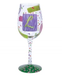 Confetti, streamers and words starting with your initial of choice make Lolita's hand-painted Love My Letter L wine glass a must for Lisa, Leah and Lily. With a signature drink recipe on its base. Confetti, streamers and words starting with your initial of choice make Lolita's hand-painted Love My Letter L wine glass a must for Lisa, Leah and Lily. With a signature drink recipe on its base.