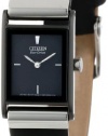 Citizen Women's EW9215-01E Eco-Drive Stainless Steel Black Leather Strap Watch