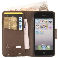 Fonerize Mens Leather Wallet and iPhone 5 Case plus Card Holder with Strap in Earth Brown Fonerize Mens Leather Wallet and iPhone 5 Case plus Card Holder with Strap in Earth Brown