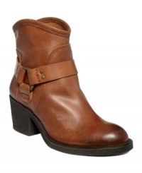 Saddle up with these equestrian-inspired ankle boots from Lucky Brand. The Bambi leather booties feature harness embellishments and a 3 stacked heel. Saddle up with these equestrian-inspired ankle boots from Lucky Brand. The Bambi leather booties feature harness embellishments and a 3 stacked heel.