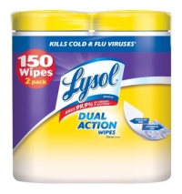 Lysol Dual Action Disinfecting Wipes, Citrus, 150 Count