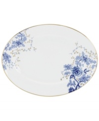 Like a traditional Toile pattern, the elegant blooms that grace the Lenox Garden Grove oval platter render any setting timeless. Gold leaf accents and luxurious banding contrast classic bone china with of-the-moment style. Like a traditional Toile pattern, the elegant blooms that grace the Lenox Garden Grove oval platter render any setting timeless. Gold leaf accents and luxurious banding contrast classic bone china with of-the-moment style.