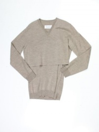 Maison Martin Margiela womens v neck layered wool sweater