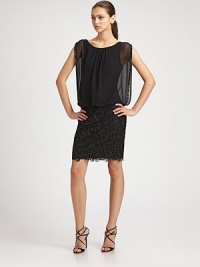 Ultra feminine lace, crowned by a beaded, blouson chiffon bodice.Scoopneck with gathered detailBlouson chiffon top edged in beadingBack keyhole button closureConcealed side zipFully linedAbout 19 from natural waistPolyesterSpot cleanImportedModel shown is 5'11 (180cm) wearing US size 4. Ultra feminine lace, crowned by a beaded, blouson chiffon bodice.Scoopneck with gathered detailBlouson chiffon top edged in beadingBack keyhole button closureConcealed side zipFully linedAbout 19 from natural waistPolyesterSpot cleanImportedModel shown is 5'11 (180cm) wearing US size 4.