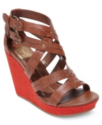 Strappy and gorgeous. DV by Dolce Vita's Tesla platform wedges are made for showing off! Strappy and gorgeous. DV by Dolce Vita's Tesla platform wedges are made for showing off!