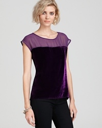 This seductive PJK Patterson J. Kincaid top fuses the best of both worlds, combining the romantic look and feel of velvet with a sheer mesh top for a subtle reveal. This seductive PJK Patterson J. Kincaid top fuses the best of both worlds, combining the romantic look and feel of velvet with a sheer mesh top for a subtle reveal.