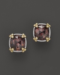 Raspberry crystal is framed in white sapphire-accented, 18K gold hearts on these stunning Judith Ripka earrings. Raspberry crystal is framed in white sapphire-accented, 18K gold hearts on these stunning Judith Ripka earrings.