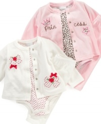 Your little princess will look delightful in this 3 piece velour set by First Impressions. Your little princess will look delightful in this 3 piece velour set by First Impressions.