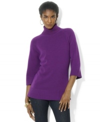 Luxurious cashmere and wool yarns infuse Lauren Ralph Lauren's relaxed-fit perennial turtleneck with a note of classic elegance. Luxurious cashmere and wool yarns infuse Lauren Ralph Lauren's relaxed-fit perennial turtleneck with a note of classic elegance.