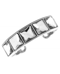 A contemporary classic. Jessica Simpson's cuff bracelet is crafted from silver-tone mixed metal with faceted crystal stones adding a glistening touch. Approximate diameter: 3 inches. A contemporary classic. Jessica Simpson's cuff bracelet is crafted from silver-tone mixed metal with faceted crystal stones adding a glistening touch. Approximate diameter: 3 inches.