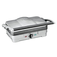 The 3-in-1 space-saving Cuisinart Griddler Jr. can be used three different ways to prepare a variety of favorites: steaks on the open grill, crisp-grilled sandwiches with the panini press, or burgers cooked to perfection, both sides at once, with the contact grill. The 3-in-1 space-saving Cuisinart Griddler Jr. can be used three different ways to prepare a variety of favorites: steaks on the open grill, crisp-grilled sandwiches with the panini press, or burgers cooked to perfection, both sides at once, with the contact grill.