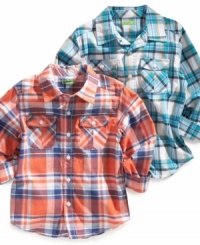Classic plaid for your little man. He'll look casually-cool in his double pocket shirt from Greendog. Classic plaid for your little man. He'll look casually-cool in his double pocket shirt from Greendog.