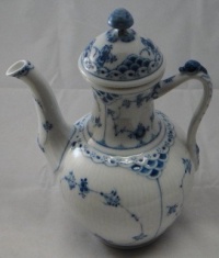 Royal Copenhagen Blue Fluted-Half Lace Border Coffee Pot And Lid Small Royal Copenhagen Blue Fluted-Half Lace Border Coffee Pot And Lid Small