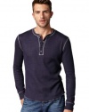 Vince Mens Ribbed Henley Shirt Small S Navy Blue Euro 48 Thermal