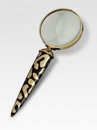 A hand-painted leopard print transforms this goldplated bass magnifying glass. 7 longImported A hand-painted leopard print transforms this goldplated bass magnifying glass. 7 longImported