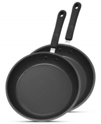 A dynamic duo offers the flexibility every busy kitchen (and family) needs! Pairing heavy-forged aluminum with stainless steel, each professional fry pan demonstrates incredible heat conduction for even, perfect results. Nonstick, dishwasher-safe constructions take the hassle right out of cooking & cleanup. Lifetime warranty. A dynamic duo offers the flexibility every busy kitchen (and family) needs! Pairing heavy-forged aluminum with stainless steel, each professional fry pan demonstrates incredible heat conduction for even, perfect results. Nonstick, dishwasher-safe constructions take the hassle right out of cooking & cleanup. Lifetime warranty.