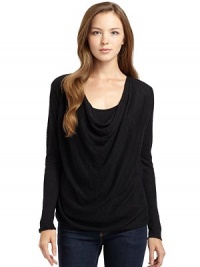 THE LOOKSemi-sheer designDraped necklineLong roll hem sleevesTHE FITAbout 24 from shoulder to hemTHE MATERIAL68% linen/32% rayonCARE & ORIGINHand washImportedModel shown is 5'9½ (176cm) wearing US size Small. THE LOOKSemi-sheer designDraped necklineLong roll hem sleevesTHE FITAbout 24 from shoulder to hemTHE MATERIAL68% linen/32% rayonCARE & ORIGINHand washImportedModel shown is 5'9½ (176cm) wearing US size Small.