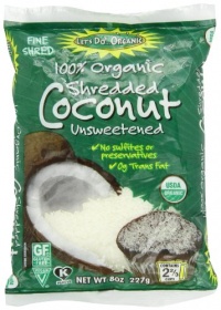 Let's Do Organic Shredded, Unsweetened Coconut, 8-Ounce Packages (Pack of 12)