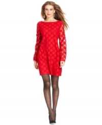 Lady in red! Look great and feel confident in this charming Style&co. dress featuring polka dots and sheer long sleeves. Lady in red! Look great and feel confident in this charming Style&co. dress featuring polka dots and sheer long sleeves.