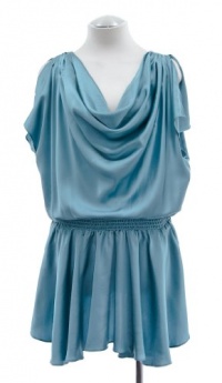 Black Halo Aqua Blue Silk Cowl Neck Dropped Waist Dress 4