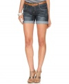 These Earl Jeans denim petite shorts are just the summer staple you need! A chic dark wash, stylish belt, and sharp back-pocket stitching makes these cuffed jean shorts a must-have. (Clearance)